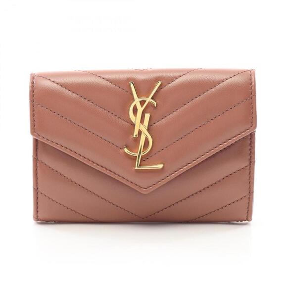 SAINT LAURENT Brown Monogram Leather Wallet - Picture 1 of 6